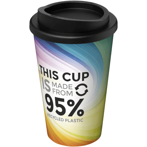 Promotional Recycled Brite-Americano 350ml Insulated Tumbler in White/Black from Total Merchandise