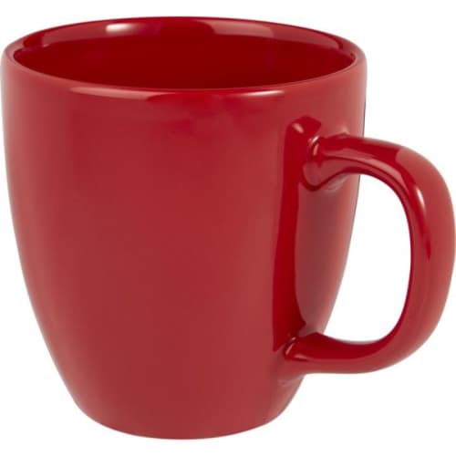 Logo-branded 430ml Ceramic mug with a spot colour design from Total Merchandise - Red