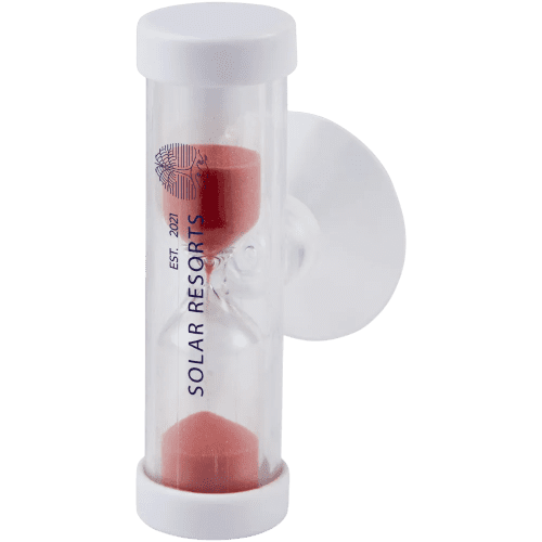 Promotional printed FOur Minute Timer with a spot colour design from Total Merchandise