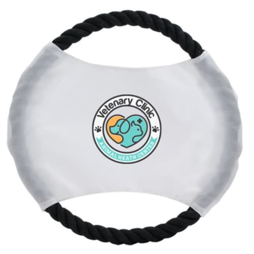 Promotional Dog Frisbees in White printed with your company design from Total Merchandise