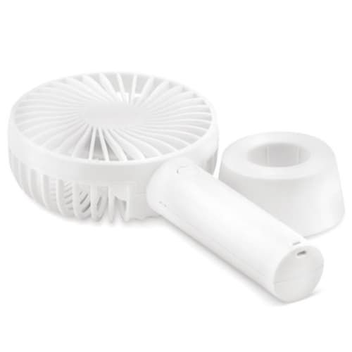 Customisable Hand Held Fan With Stand in White printed with your logo from Total Merchandise