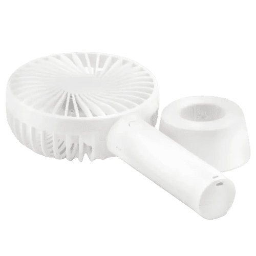 Customisable Hand Held Fan With Stand in White printed with your logo from Total Merchandise