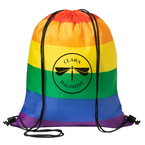 Custom branded Recycled Rainbow Drawstring Bag with a design from Total Merchandise