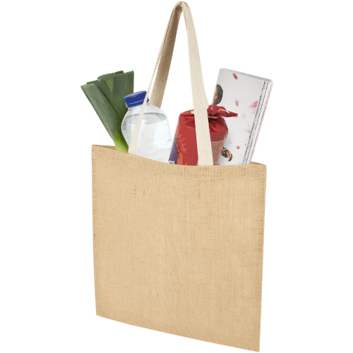 Unbranded image of the 7L Natural Jute Tote Bag in Natural/White from Total Merchandise
