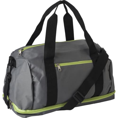 Logo printed Polyester Sports Bags in Green with a design from Total Merchandise