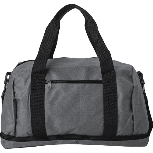 Promotional printed Polyester Sports Bags in Black from Total Merchandise