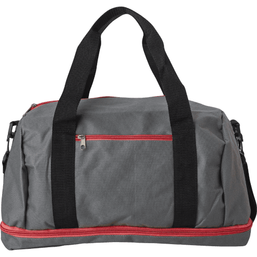 Custom branded Polyester Sports Bags in Red with a design from Total Merchandise