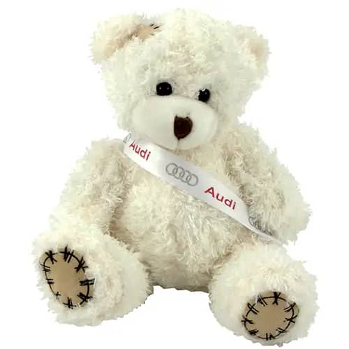 Promotional 12cm Paw Teddy Bear in Latte With a Sash