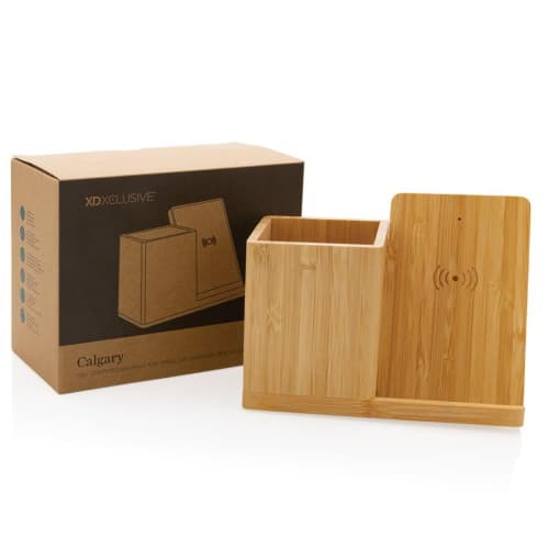 An image of the the gift box that the Calgary Bamboo Wireless Charger comes in