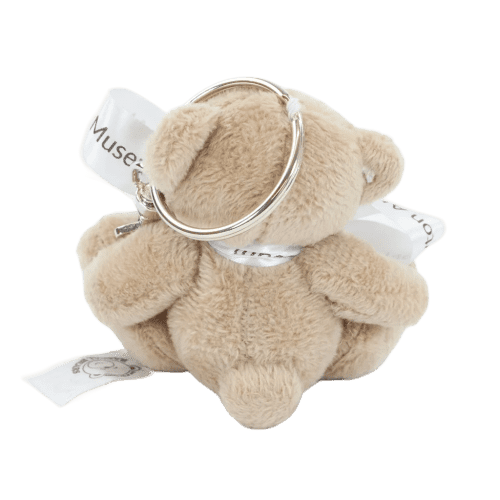 Close up image of the 8cm Tubby Bear Keyring with a Bow from Total Merchandise