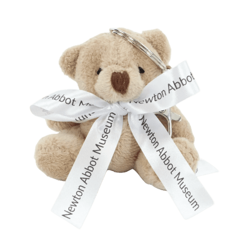 Logo branded 8cm Tubby Bear Keyrings with a bow from Total Merchandise - Light Brown