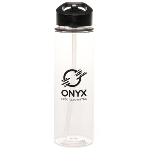 Promotional Recycled 725ml Evander Drinks Bottle in Transparent/Black from Total Merchandise