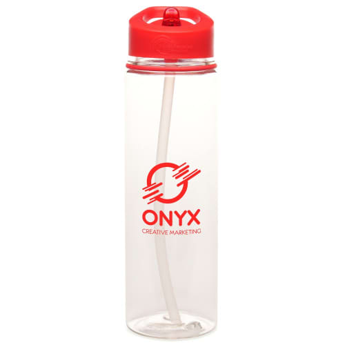 Custom printed Recycled 725ml Evander Drinks Bottle in Transparent/Red from Total Merchandise