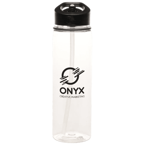 Promotional Recycled 725ml Evander Drinks Bottle in Transparent/Black from Total Merchandise