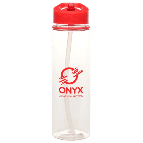 Custom printed Recycled 725ml Evander Drinks Bottle in Transparent/Red from Total Merchandise