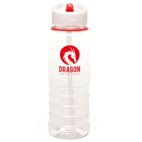 Logo-printed Recycled 750ml Tarn Straw Sports Bottles in Transparent/Red from Total Merchandise