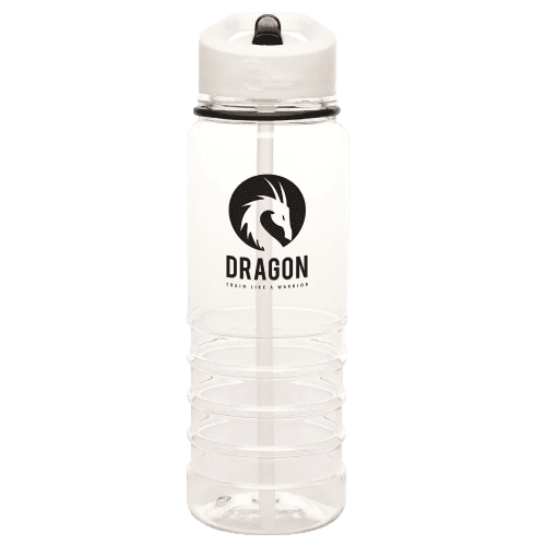 Custom branded Recycled 750ml Tarn Straw Sports Bottles in Transparent/Black from Total Merchandise
