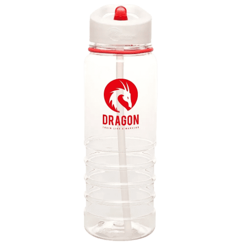 Logo-printed Recycled 750ml Tarn Straw Sports Bottles in Transparent/Red from Total Merchandise