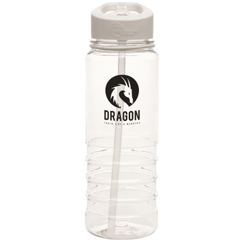Custom branded Recycled 750ml Tarn Straw Sports Bottles in Transparent/White from Total Merchandise