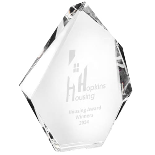 Logo branded Optical Crystal Facetted Ice Peak Award with a design from Total Merchandise