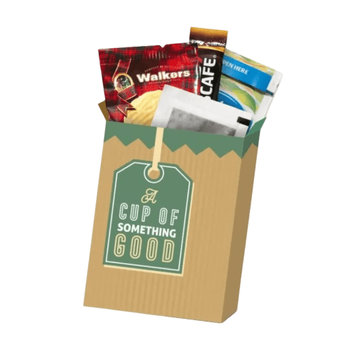 Custom branded Eco Tea and Coffee Shortbread Refresher Boxes with a full colour print from Total Merchandise