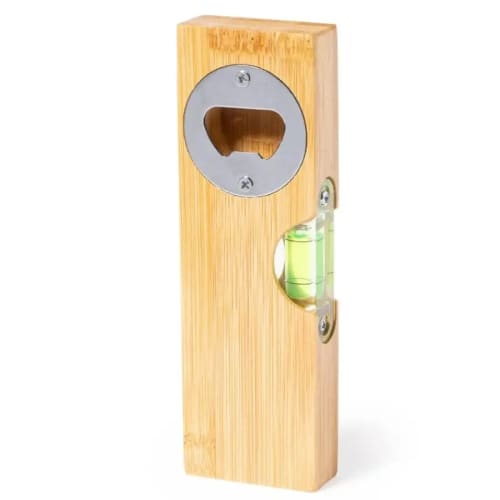 Branded Small Bamboo Spirit Level with Bottle Opener with a printed design from Total Merchandise