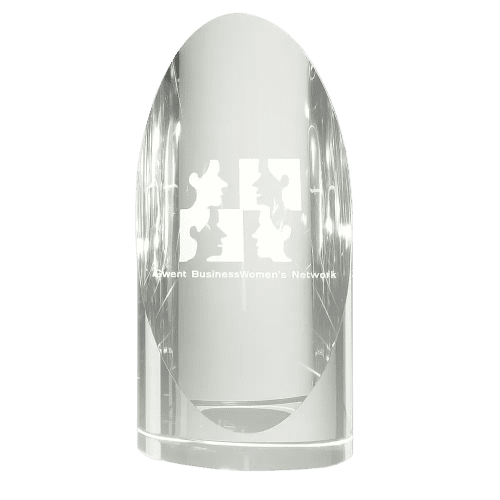 Promotional Medium Optical Crystal Cylinder Awards in Clear engrave with your company logo
