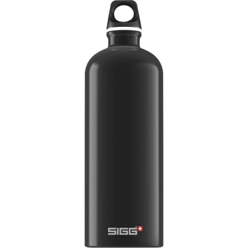 Promotional SIGG 1L Traveller Bottle with a printed design from Total Merchandise - Black