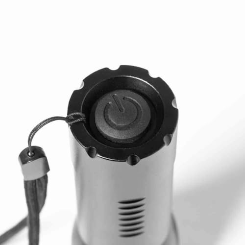 The bottom of the Aluminium LED Torch shows the on and off button