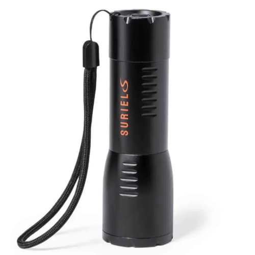 Logo-branded Aluminium LED Torch with a promotional design from Total Merchandise