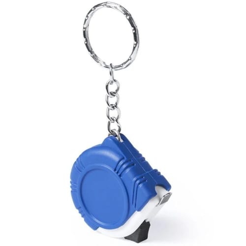 Branded 1M Plastic Keyring Tape Measure with a design from Total Merchandise - Blue