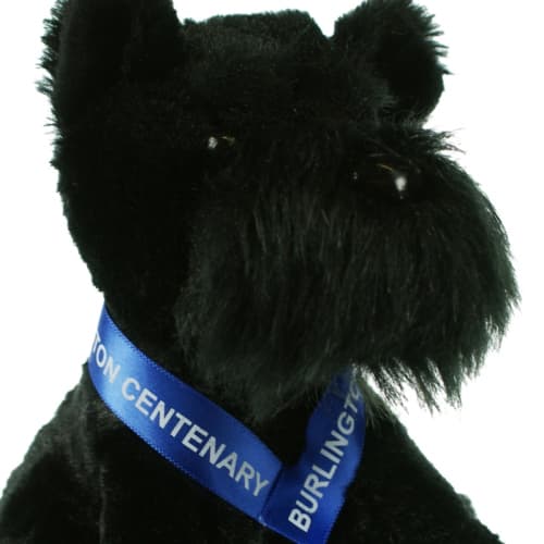 Promotional printed 15cm Scottie Dog with a branded sash from Total Merchandise - black