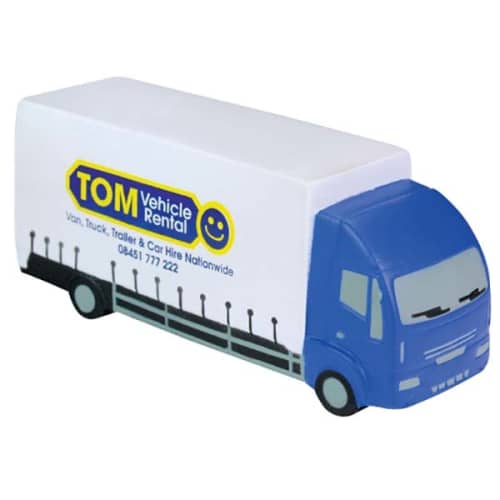 Promotional personalised Stress Lorry in off white & blue from Total Merchandise