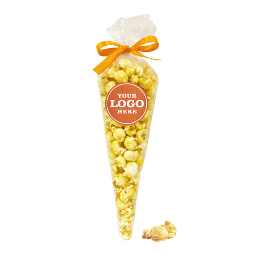 Gourmet Popcorn Cones in Clear/Orange