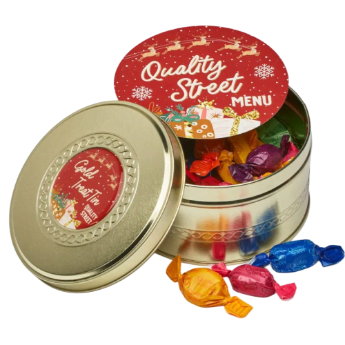 Treat Tin with Quality Street Chocolates in Gold