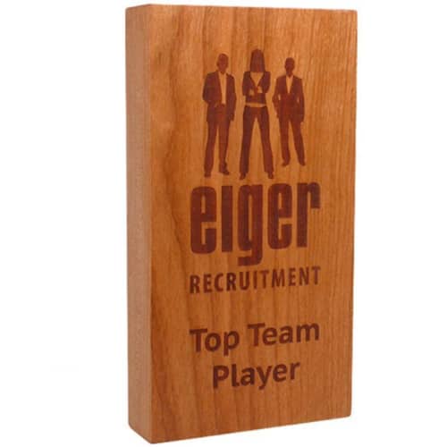 Logo branded Oblong Shaped Real Wood Block Award with a design from Total Merchandise