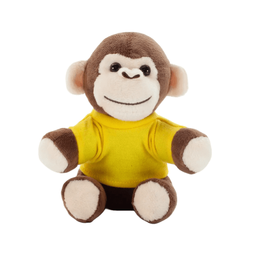 14cm Monkey with T-Shirt in Brown/Yellow