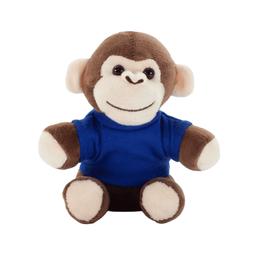 14cm Monkey with T-Shirt in Brown/Royal Blue
