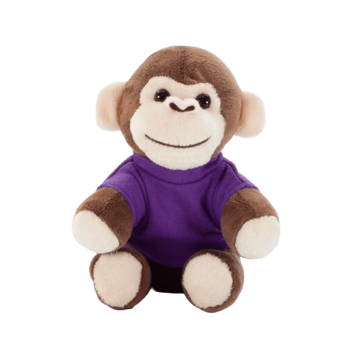 14cm Monkey with T-Shirt in Brown/Purple