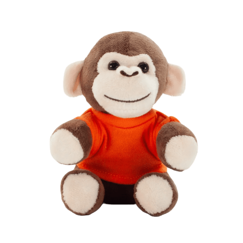 14cm Monkey with T-Shirt in Brown/Orange