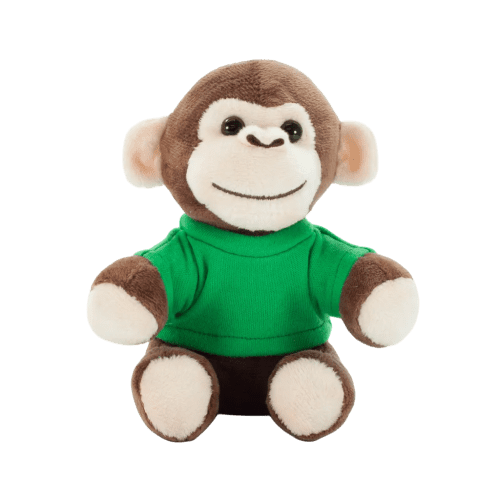 14cm Monkey with T-Shirt in Brown/Green