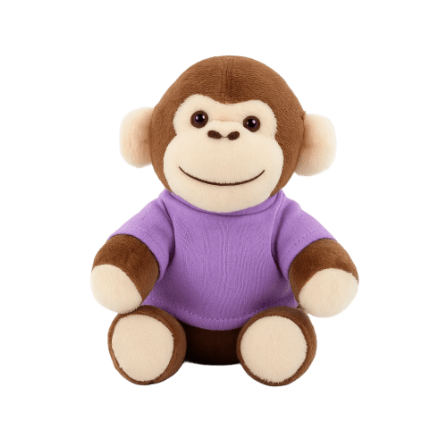 14cm Monkey with T-Shirt in Brown/Lilac