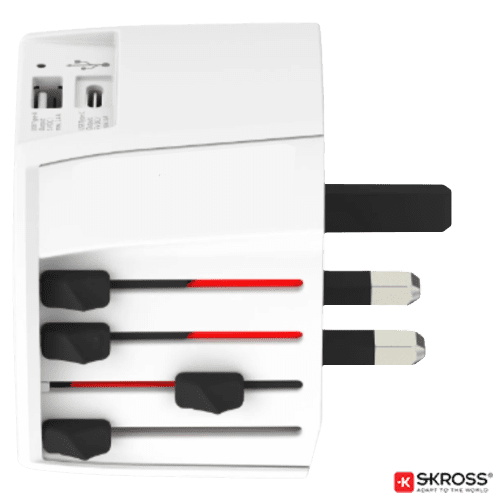 Logo-branded World Travel Adaptor USB with a printed design from Total Merchandise