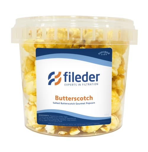 Custom-branded Small Gourmet Popcorn Buckets filled with your chosen flavour popcorn