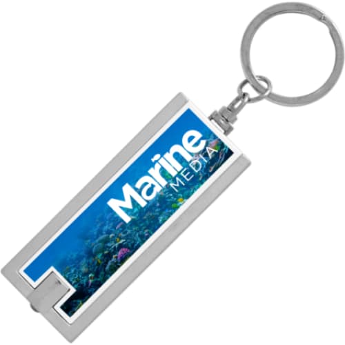 Promotional Vivid LED Torch Keyring in Silver printed with your logo from Total Merchandise