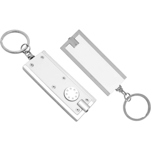 Custom Branded Vivid LED Torch Keyring in Silver printed with your logo from Total Merchandise