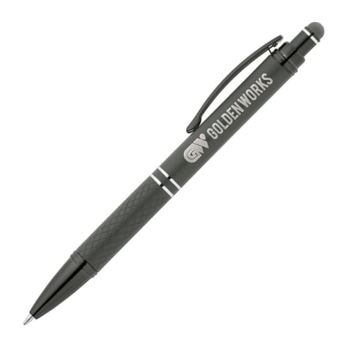 Promotional Phoenix Softy Monochrome Pen with Stylus in Gunmetal engraved with your logo