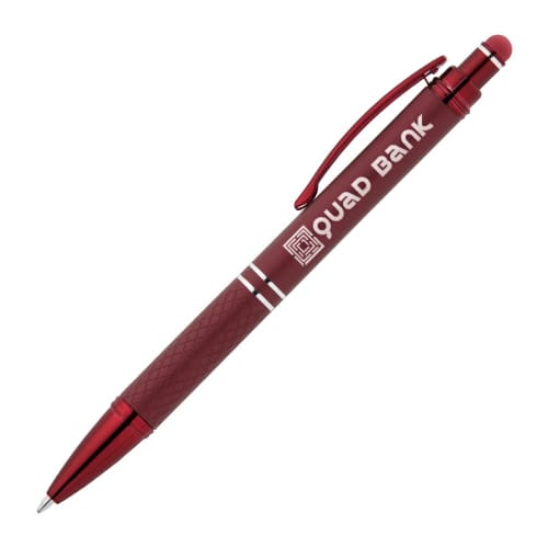 Personalisable Phoenix Softy Monochrome Pen with Stylus in Burgundy engraved with your logo