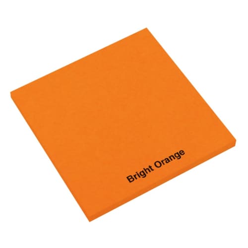 Logo branded 3'' x 3'' Bright Sticky Notes with a printed design from Total Merchandise - Bright orange