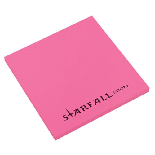 Custom branded 3'' x 3'' Bright Sticky Notes with a design from Total Merchandise - Bright pink